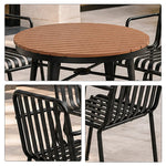 SOLARA Outdoor Dining Set - 70cm Round Table with 4 Armchairs Metal Frame Patio Furniture for Garden Cafe Terrace Leisure Spaces - Black