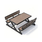 SOLARA Outdoor Picnic Table Set - 140cm Table with Backrest Benches WPC Top Metal Frame Garden Park Patio Furniture - Black