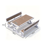 SOLARA Outdoor Picnic Table Set - 140cm Table with Backrest Benches WPC Top Metal Frame Garden Park Patio Furniture - White