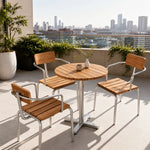 SOLARA Outdoor Bistro Set - 60cm Round WPC Table with Metal Frame Chairs Garden Patio Furniture for Cafe Hotel Leisure Spaces - Natural
