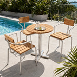 SOLARA Outdoor Bistro Set - 60cm Round WPC Table with Metal Frame Chairs Garden Patio Furniture for Cafe Hotel Leisure Spaces - Natural