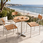 SOLARA Outdoor Bistro Set - 60cm Round WPC Table with Metal Frame Chairs Garden Patio Furniture for Cafe Hotel Leisure Spaces - Natural