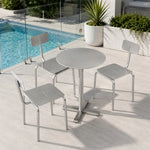 SOLARA Outdoor Bistro Set - 60cm Round WPC Table with Metal Frame Chairs Garden Patio Furniture for Cafe Hotel Leisure Spaces - Silver