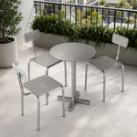 SOLARA Outdoor Bistro Set - 60cm Round WPC Table with Metal Frame Chairs Garden Patio Furniture for Cafe Hotel Leisure Spaces - Silver