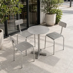 SOLARA Outdoor Bistro Set - 60cm Round WPC Table with Metal Frame Chairs Garden Patio Furniture for Cafe Hotel Leisure Spaces - Silver