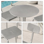 SOLARA Outdoor Bistro Set - 60cm Round WPC Table with Metal Frame Chairs Garden Patio Furniture for Cafe Hotel Leisure Spaces - Silver