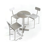 SOLARA Outdoor Bistro Set - 60cm Round WPC Table with Metal Frame Chairs Garden Patio Furniture for Cafe Hotel Leisure Spaces - Silver