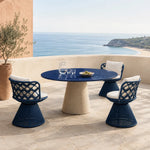 SOLARA Outdoor Bistro Set - 2 Chairs with Round Table Aluminium Alloy Frame High Temperature Coating Patio Furniture - Blue