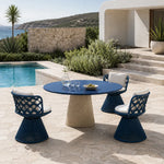 SOLARA Outdoor Bistro Set - 2 Chairs with Round Table Aluminium Alloy Frame High Temperature Coating Patio Furniture - Blue