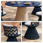 SOLARA Outdoor Bistro Set - 2 Chairs with Round Table Aluminium Alloy Frame High Temperature Coating Patio Furniture - Blue