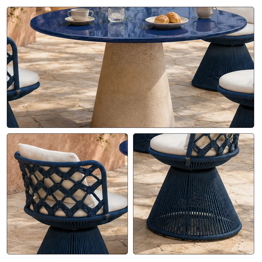 SOLARA Outdoor Bistro Set - 2 Chairs with Round Table Aluminium Alloy Frame High Temperature Coating Patio Furniture - Blue