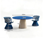 SOLARA Outdoor Bistro Set - 2 Chairs with Round Table Aluminium Alloy Frame High Temperature Coating Patio Furniture - Blue