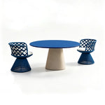 SOLARA Outdoor Bistro Set - 2 Chairs with Round Table Aluminium Alloy Frame High Temperature Coating Patio Furniture - Blue