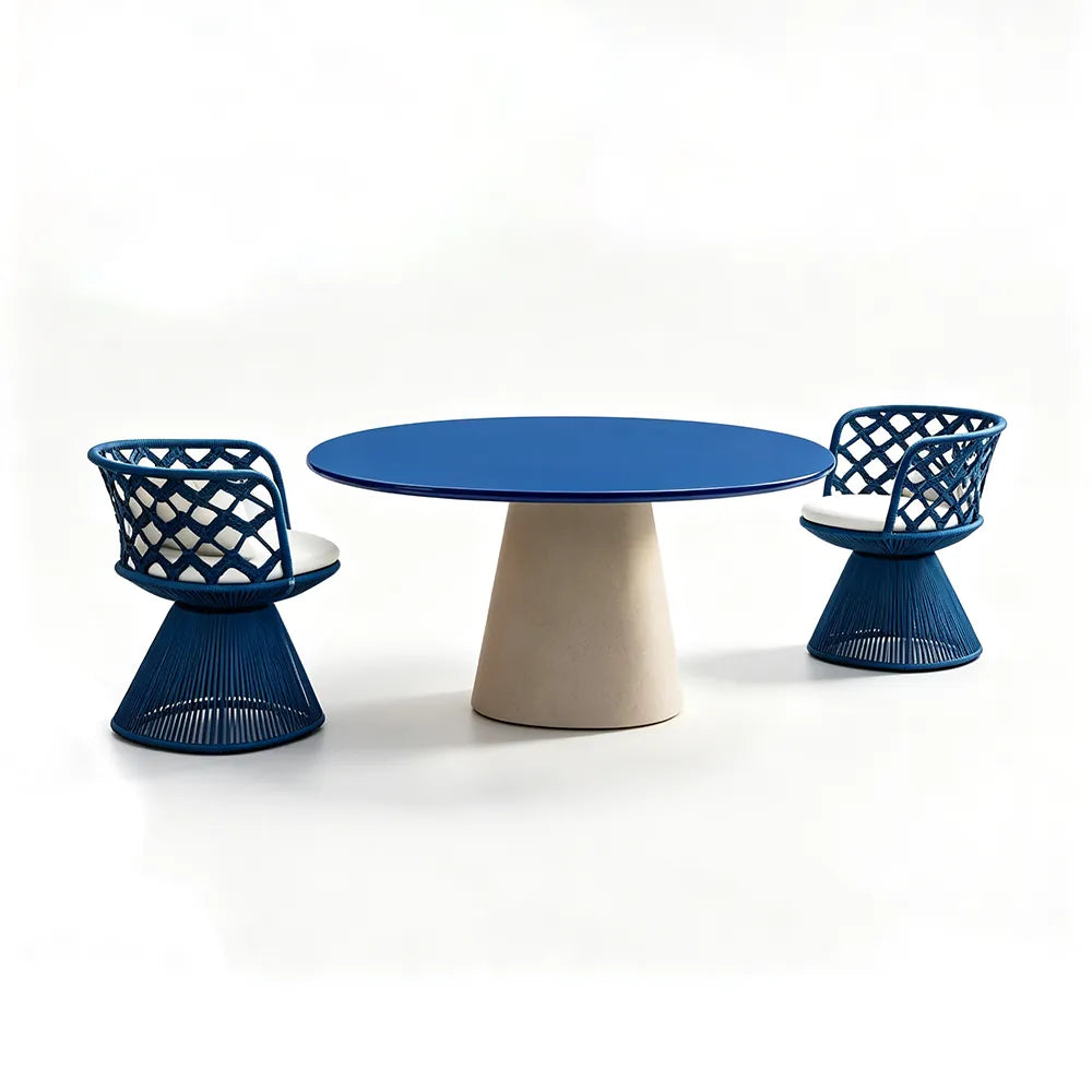SOLARA Outdoor Bistro Set - 2 Chairs with Round Table Aluminium Alloy Frame High Temperature Coating Patio Furniture - Blue