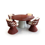 SOLARA Outdoor Dining Set - 4 Swivel Chairs with Round Table Aluminium Alloy Frame High Temperature Coating Patio Furniture - Red