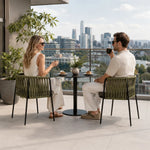 SOLARA Outdoor Bistro Set - Round Table with 2 Woven Chairs Aluminium Alloy Frame High Temperature Coating Patio Furniture - Green