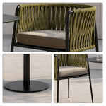 SOLARA Outdoor Bistro Set - Round Table with 2 Woven Chairs Aluminium Alloy Frame High Temperature Coating Patio Furniture - Green