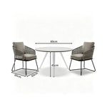 SOLARA Outdoor Bistro Set - Round Table with 2 Woven Chairs Modern Patio Furniture for Garden Balcony Cafe Leisure Spaces - Grey