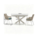 SOLARA Outdoor Bistro Set - Round Table with 2 Woven Chairs Aluminium Alloy Frame High Temperature Coating Patio Furniture - White