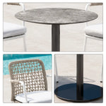 SOLARA Outdoor Bistro Set - 2 Woven Chairs with Coffee Table Aluminium Alloy Frame High Temperature Coating Patio Furniture - Cream