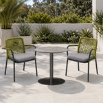 SOLARA Outdoor Bistro Set - 2 Woven Chairs with Coffee Table Aluminium Alloy Frame High Temperature Coating Patio Furniture - Green