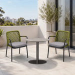 SOLARA Outdoor Bistro Set - 2 Woven Chairs with Coffee Table Aluminium Alloy Frame High Temperature Coating Patio Furniture - Green