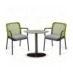 SOLARA Outdoor Bistro Set - 2 Woven Chairs with Coffee Table Aluminium Alloy Frame High Temperature Coating Patio Furniture - Green