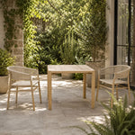 SOLARA Outdoor Dining Set - Ash Wood Chairs with Table Ash Wood Legs Natural Design for Garden Patio Cafe Leisure Spaces - Natural