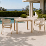 SOLARA Outdoor Dining Set - Ash Wood Chairs with Table Ash Wood Legs Natural Design for Garden Patio Cafe Leisure Spaces - Natural