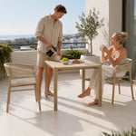 SOLARA Outdoor Dining Set - Ash Wood Chairs with Table Ash Wood Legs Natural Design for Garden Patio Cafe Leisure Spaces - Natural