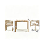 SOLARA Outdoor Dining Set - Ash Wood Chairs with Table Ash Wood Legs Natural Design for Garden Patio Cafe Leisure Spaces - Natural