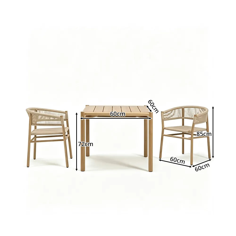 SOLARA Outdoor Dining Set - Ash Wood Chairs with Table Ash Wood Legs Natural Design for Garden Patio Cafe Leisure Spaces - Natural