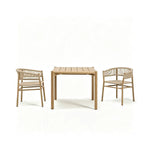 SOLARA Outdoor Dining Set - Ash Wood Chairs with Table Ash Wood Legs Natural Design for Garden Patio Cafe Leisure Spaces - Natural