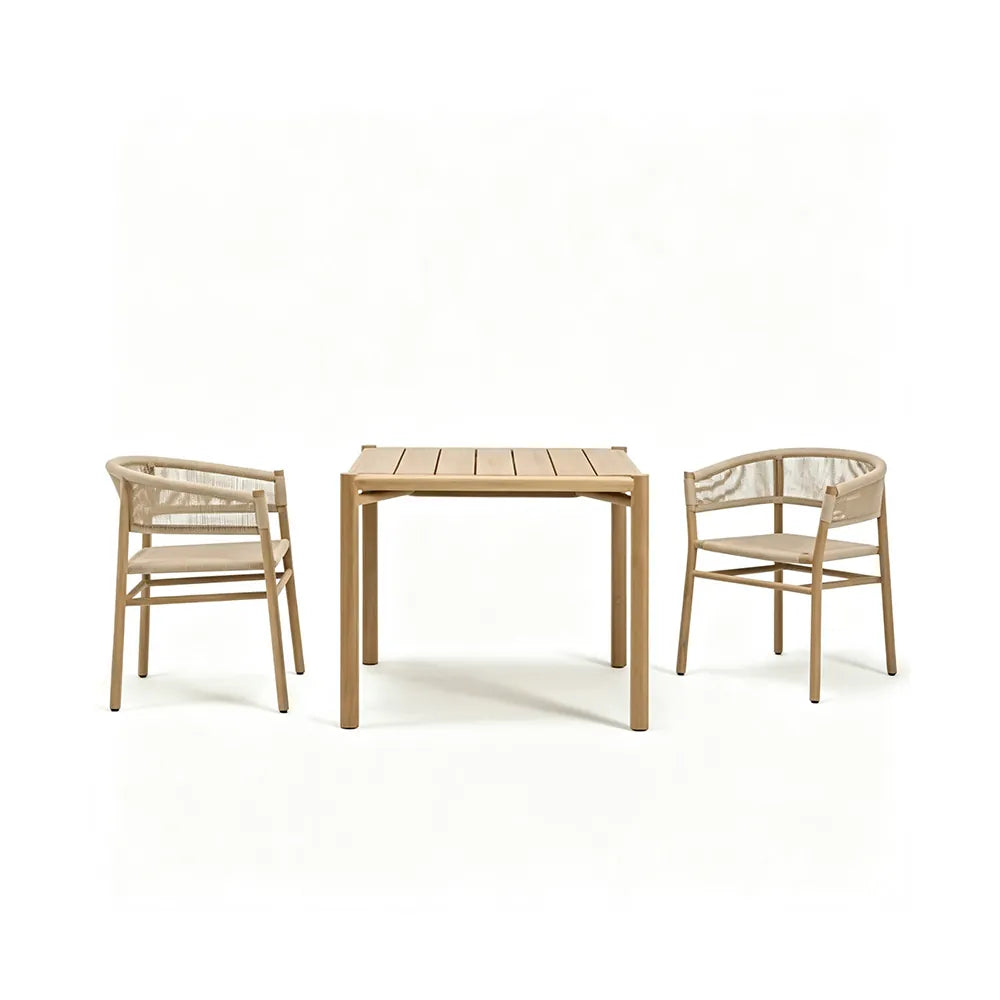 SOLARA Outdoor Dining Set - Ash Wood Chairs with Table Ash Wood Legs Natural Design for Garden Patio Cafe Leisure Spaces - Natural