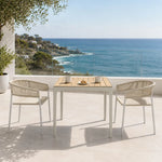 SOLARA Outdoor Dining Set - 2 Woven Chairs with Table Aluminium Alloy Frame High Temperature Coating Patio Furniture - White