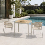SOLARA Outdoor Dining Set - 2 Woven Chairs with Table Aluminium Alloy Frame High Temperature Coating Patio Furniture - White