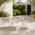 SOLARA Outdoor Dining Set - 2 Woven Chairs with Table Aluminium Alloy Frame High Temperature Coating Patio Furniture - White