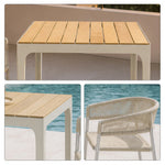 SOLARA Outdoor Dining Set - 2 Woven Chairs with Table Aluminium Alloy Frame High Temperature Coating Patio Furniture - White