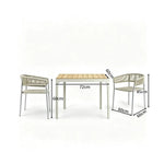 SOLARA Outdoor Dining Set - 2 Woven Chairs with Table Aluminium Alloy Frame High Temperature Coating Patio Furniture - White