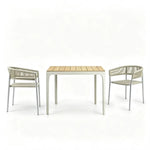 SOLARA Outdoor Dining Set - 2 Woven Chairs with Table Aluminium Alloy Frame High Temperature Coating Patio Furniture - White