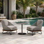 SOLARA Outdoor Lounge Set - 2 Woven Armchairs with Round Side Table Modern Patio Furniture for Garden Balcony Leisure Spaces - Grey