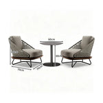 SOLARA Outdoor Lounge Set - 2 Woven Armchairs with Round Side Table Modern Patio Furniture for Garden Balcony Leisure Spaces - Grey
