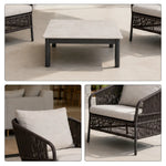 SOLARA Outdoor Lounge Set - 2 Woven Chairs with Square Coffee Table Aluminium Alloy Frame High Temperature Coating Patio Furniture - Black