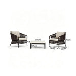 SOLARA Outdoor Lounge Set - 2 Woven Chairs with Square Coffee Table Aluminium Alloy Frame High Temperature Coating Patio Furniture - Black