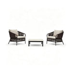 SOLARA Outdoor Lounge Set - 2 Woven Chairs with Square Coffee Table Aluminium Alloy Frame High Temperature Coating Patio Furniture - Black