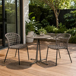 SOLARA Outdoor Bistro Set - Round Table with 2 Armless Chairs Aluminium Alloy Frame High Temperature Coating Patio Furniture - Grey