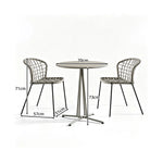 SOLARA Outdoor Bistro Set - Round Table with 2 Armless Chairs Aluminium Alloy Frame High Temperature Coating Patio Furniture - Grey