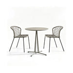 SOLARA Outdoor Bistro Set - Round Table with 2 Armless Chairs Aluminium Alloy Frame High Temperature Coating Patio Furniture - Grey