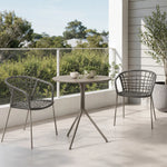 SOLARA Outdoor Bistro Set - Round Table with 2 Armless Chairs Aluminium Alloy Frame High Temperature Coating Patio Furniture - Grey（副本）