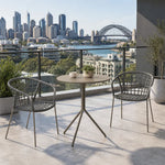 SOLARA Outdoor Bistro Set - Round Table with 2 Armless Chairs Aluminium Alloy Frame High Temperature Coating Patio Furniture - Grey（副本）